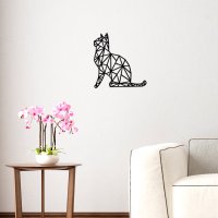 Accesoriu decorativ de perete din lemn si metal Kedi Negru 35x46 cm - 1