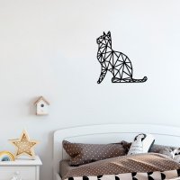 Accesoriu decorativ de perete din lemn si metal Kedi Negru 35x46 cm - 4