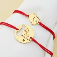 Set 2 bratari - Cea mai dulce asteptare - Bratara banut pentru mamica si bratara picioruse pentru bebe - 1