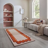 Covor traversa Flair Rugs Wiggle Wool, portocaliu, 80x230 cm, lana 100%, tuftat manual - 1