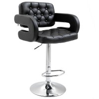 Taburet de bar HOMCOM cu spătar si inaltime reglabila, negru, 61x50x94-114cm - 1