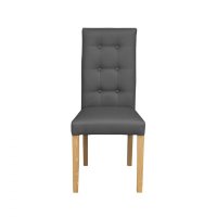Scaun living TEO LUX, picioare lemn natur, piele ecologica gri, 46x60x98 cm - 1