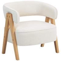Fotoliu de living HOMCOM din tesatura boucle, confortabil si elegant, 70 x 64 x 71 cm, alb | Aosom Romania - 1