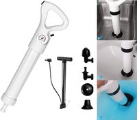 Pompa de Aer Comprimat pentru Desfundarea Tevilor - Chiuveta, Cada, Dus, WC, Inclusiv 4 Accesorii, Alb - 5