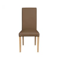 Scaun living TEO, picioare lemn natur, piele ecologica cappuccino, 46x60x98 cm - 1