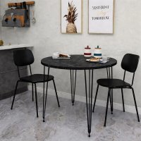 Masa de bucatarie rotunda Homs, negru marmurat, 70x70 cm, A0048 - 1