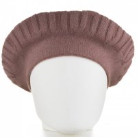 Bereta roz prafuit din lana cu design geometric - 1