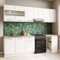 Set de Bucatarie GERMANIA 240 cm, 8 Corpuri, Blat Gros Alb - 1