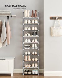 Suport pantofi metalic cu 10 niveluri, design ajustabil, 30x45x174cm, gri - 6