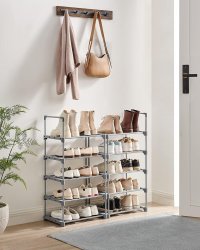 Suport pantofi metalic cu 10 niveluri, design ajustabil, 30x45x174cm, gri - 7