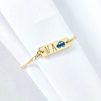 Bratara personalizata cu simbol masinuta - Argint 925 placat cu Aur Galben 18K - Lantisor pentru copii - 1