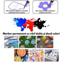 Set 60 carioci profesionale Acrilice cu Varf dublu, 120 Culori cu cerneala pe baza de apa, multicolore pentru desen - 1