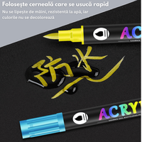 Set 60 carioci profesionale Acrilice cu Varf dublu, 120 Culori cu cerneala pe baza de apa, multicolore pentru desen - 6