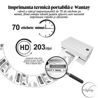 Imprimanta termica portabila e-Wantay® High Quality, Bluetooth & USB, Compatibilitate universala, etichete & AWB-uri - 7