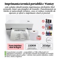 Imprimanta termica portabila e-Wantay® High Quality, Bluetooth & USB, Compatibilitate universala, etichete & AWB-uri - 9