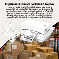 Imprimanta termica portabila e-Wantay® High Quality, Bluetooth & USB, Compatibilitate universala, etichete & AWB-uri - 5