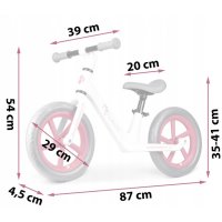 Bicicleta fara pedale pentru copii 87x39x54 cm, roti EVA, Light Flee Nukido Roz-Alb - 5