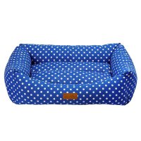 Pat dreptunghiular 4DOG Deluxe Makarons pentru caini, din bumbac impermeabil, albastru, XS-S, 50x38x19 cm - 1