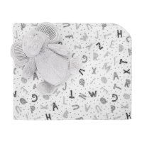 Paturica moale cu jucarie din plus Nappy Elefant Grey 90 x 75 cm 0 luni+ - 1