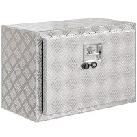 Cutie de scule HOMCOM din aluminiu, 76 L, cu incuietoare si 2 chei, rezistenta si impermeabila, argintie, 60,9 x 35,5 x 40,6 cm - 1