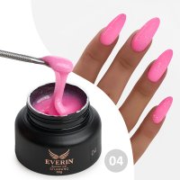 Gel Constructie Everin Stunning 04 Roz Intens cu Paiete Holografice | Gel Autonivelant Profesional - 1