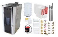 Pachet Complet Termosemineu pe Peleti Fornello Camino Rossi 25 kW cu Accesorii - 1