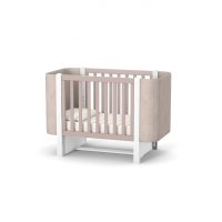 Patut pentru copii 12060 cm din lemn de fag 0-4 ani, laterale din velour LD5 Monaco Velour Bej, inaltimea saltelei reglabila, laterala detasabila - 1