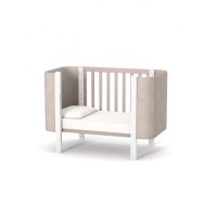 Patut pentru copii 12060 cm din lemn de fag 0-4 ani, laterale din velour LD5 Monaco Velour Bej, inaltimea saltelei reglabila, laterala detasabila - 2