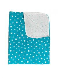 Paturica din panza de bumbac bebelusi 78x98 cm stelute turquise - 1