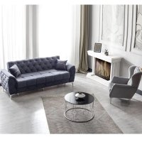 Canapea extensibila 3 locuri living 233x90x92 cm – stofa, gri antracit – Cuba - 1