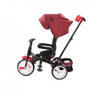 Tricicleta pentru copii Lorelli Jaguar Red  Black Luxe 4 in 1  multifunctionala, cu maner cu control parental, scaun rotativ, 2 tipuri de suport pentru picioare si spatar inalt reglabil pe 2 pozitii - 1
