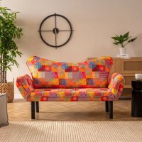 Canapea extensibila moderna 2 locuri Chatto 180X70 cm – multicolor, stofa & metal - 1