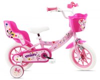 Bicicleta Denver Minnie Cutest 12 inch pentru copii, cu frana de mana, clopotel si roti ajutatoare detasabile - 1