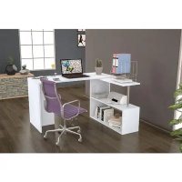 Birou Oscar Homs din pal alb, 130 x 45 x 72 cm, 80 x 20 x 72 cm - 1