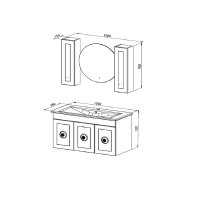 Set mobilier baie suspendat Dora 3 piese antracit 100 cm - 3