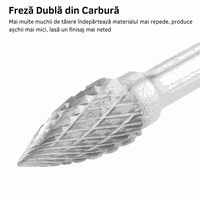 Trusa 5 Freze Biax de Carbura din Otel Tungsten pentru Metal, Lemn si altele, Diamentru Varf 12 mm si Tija Prindere 6 mm - 8