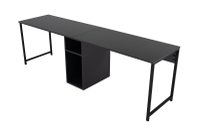 Birou de studiu, Hanah Home, pal melaminat, antracit si negru, 240x60x74 cm - 1