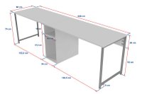 Birou de studiu, Hanah Home, pal melaminat, antracit si negru, 240x60x74 cm - 9