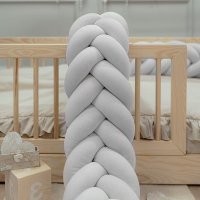 Protectie de pat impletita, MiniMini, Velvet Magic, Gri, 200 cm - 1