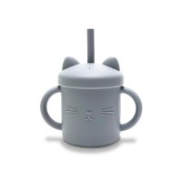 Canuta cu manere si pai din silicon natural 9 luni+ Grey 200 ml - 4