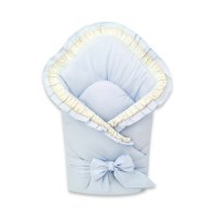 Paturica de infasat MimiNu cu volanase si dantela 75x75 cm Blue - 1