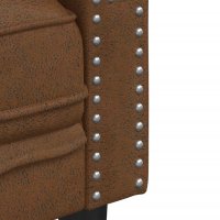 Canapea Chesterfield maro cu 3 locuri, tapiterie din piele intoarsa ecologica - 7