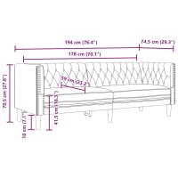 Canapea Chesterfield maro cu 3 locuri, tapiterie din piele intoarsa ecologica - 9