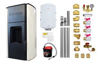 Pachet Termosemineu peleti Fornello Royal Ivory 30 kw, complet echipat pentru incalzire, pompa circulatie, vas expansiune, automatizare, kit evacuare 3.5 ml, Boiler Termoelectric Fornello 100 l, Termostat Salus 091FLRFV2, Aspirator si kit montaj - 1