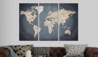 Tablou din plută - Anthracitic World [Cork Map] 90x60 cm - 2