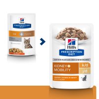 HILL'S Prescription Diet k/d+j/d Kidney Care + Mobility, Pui, dietă veterinară pisici, plic hrană umedă, sistem renal, sistem articular, 85g x 12buc - 3