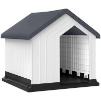 Cușcă PawHut pentru câini mici, adăpost exterior impermeabil cu fereastră, 62x61x60 cm, gri | Aosom Romania - 1