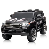 Masinuta electrica de politie, Toyota Land Cruiser, pentru 2 copii, 160W, 12V, echipare premium, neagra - 1