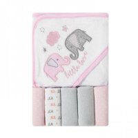 Set cadou bebelusi cu 5 mini prosopele si prosop de baie cu gluga Little Love - 4