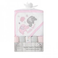 Set cadou bebelusi cu 5 mini prosopele si prosop de baie cu gluga Little Love - 2